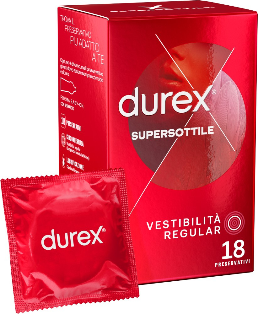 Preservativi sottili supersottile Regular 18 pezzi Durex