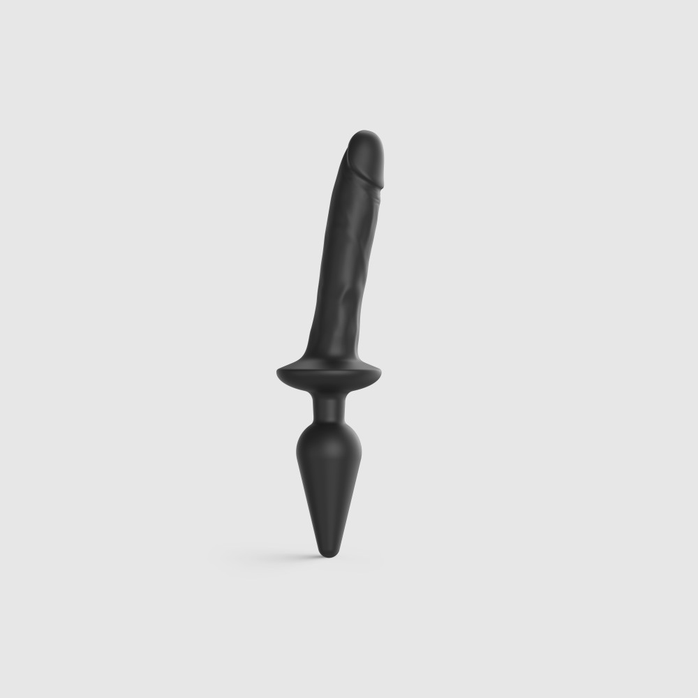 Dildo e plug anale Strapon-me Switch Plug-in Realistic Dildo Nero - L all'ingrosso